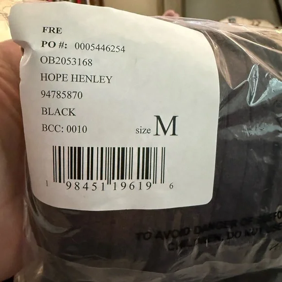 Free People We The Free Hope POINTELLE Henley Charcoal Black Top NWT M L XL - Picture 11 of 15